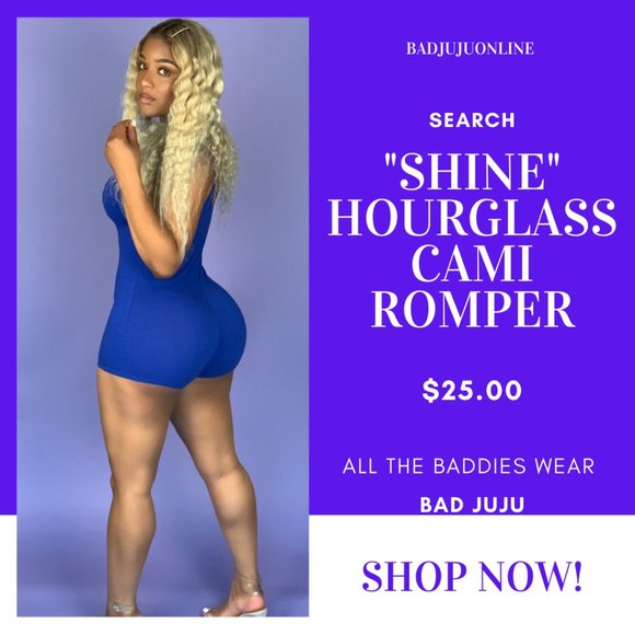 SHINE HOUR GLASS CAMI ROMPER BLUE SHORT SET - Picture 1 of 4